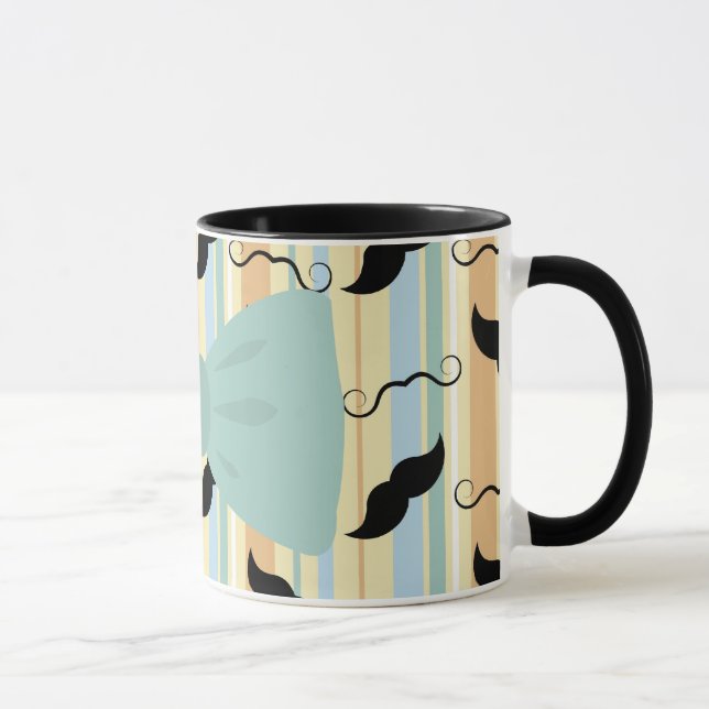 Mug Rétro motif noir de Bowtie de moustache de guidon (Droite)