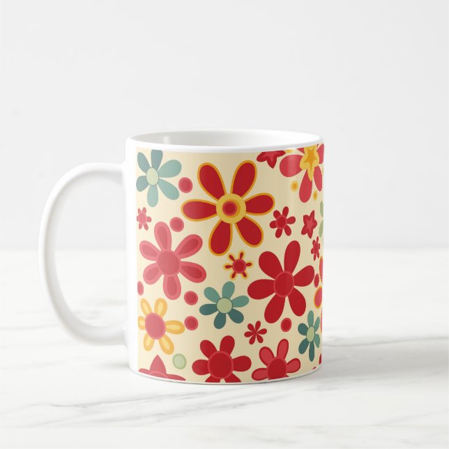Mug Retro. Motifs floraux (Gauche)
