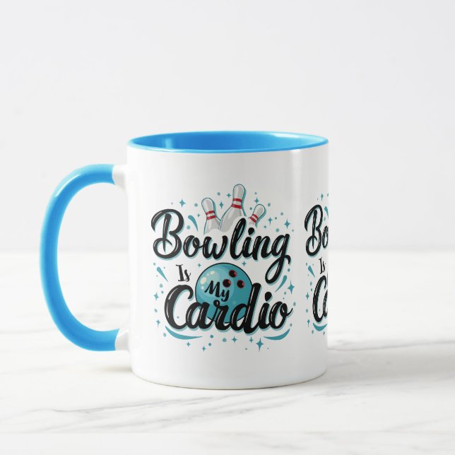 Mug Retro Neon "Bowling Is My Cardio" Funny Bowling (Gauche)