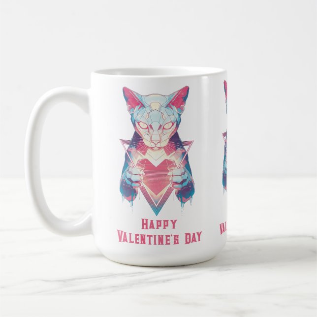 Mug Rétro Néon Chat Saint-Valentin  (Gauche)