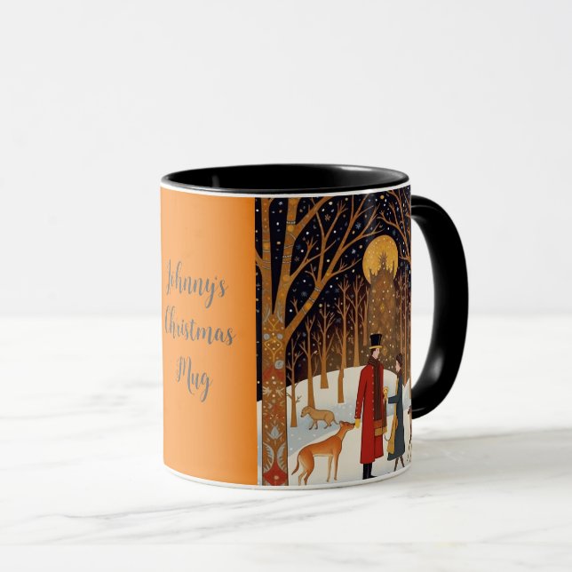 Mug Retro Noël Bygone Epoque de neige (Devant droit)