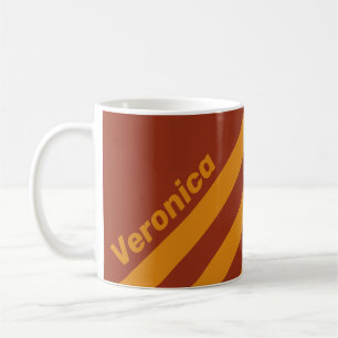 Mug Rétro Orange Rouille Trois Bandes avec Nom