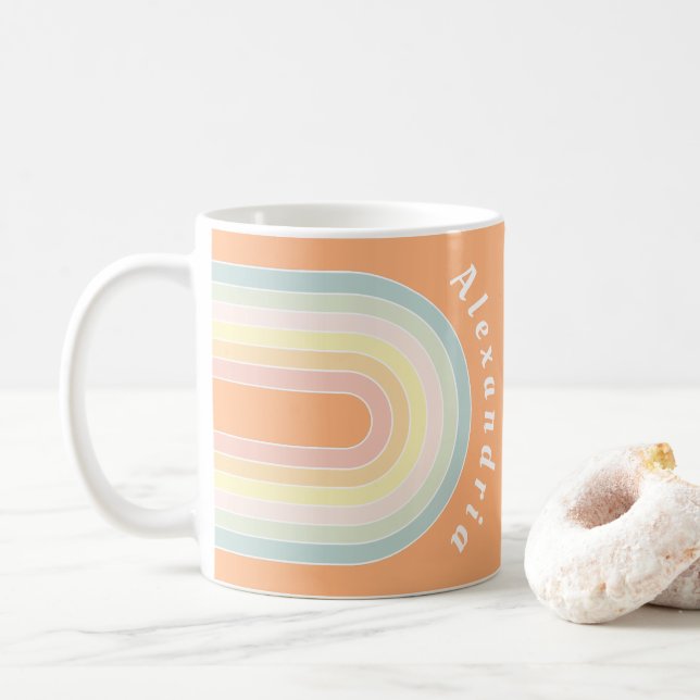 Mug Retro Pastel personnalisé Arc-en-ciel (Avec donut)