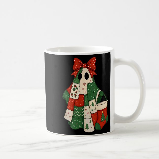 Mug Retro Patchwork Christmas Ghost Coquette Bow X-mas (Droite)