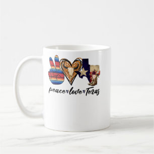 Mug Retro Peace Love Texas Cowboy Boots Western Countr