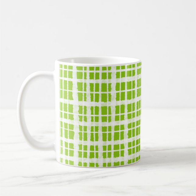 Mug Retro Peint En vichy Plaid Motif Lime Vert (Gauche)