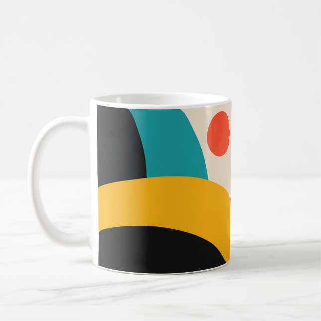 Mug Retro Pink Teal Blue Geometric Abstract (Gauche)