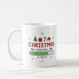 Mug Rétro Pixel Art Noël Chargement 75 Pour Cent Joueu