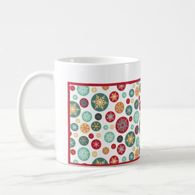 Mug Rétro pois de flocon de neige de Joyeux Noël (Gauche)
