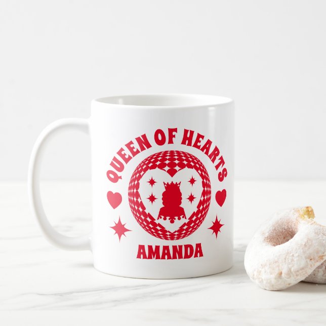 Mug Retro Red Queen Of Hearts Anniversaire de enfant M (Avec donut)