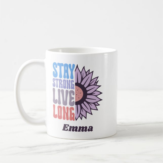Mug Rétro Reste Fort Vis Longtemps Tournesol Positif (Gauche)