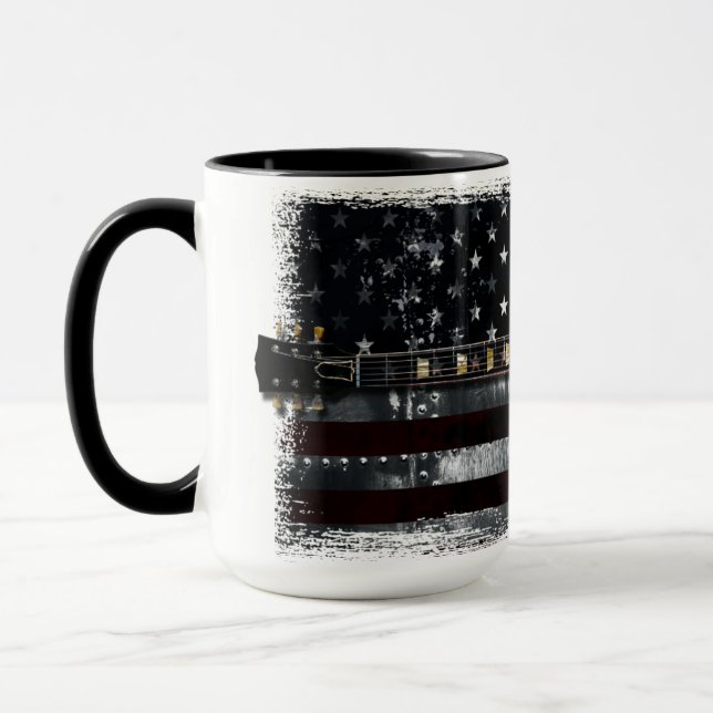 Mug RETRO ROCK Vintage Electric Guitare Drapeau améric (Gauche)