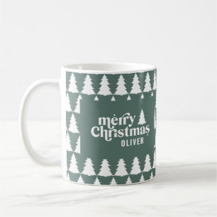 Mug Rétro Sage Vert Noël Moderne Minimal Unique