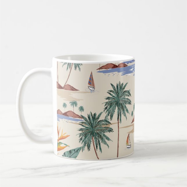 Mug Retro sans couture motif d'île tropicale à la lumi (Gauche)
