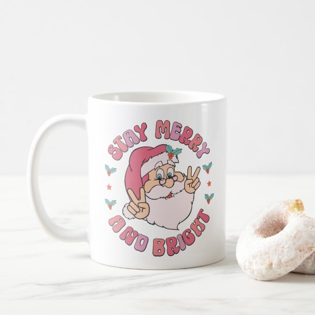 Mug Rétro Santa joyeux et lumineux (Avec donut)