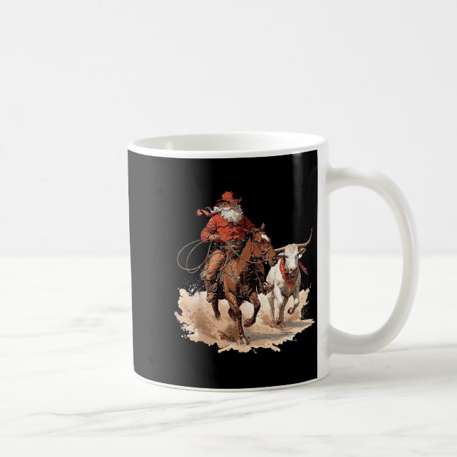 Mug Retro Santa Rodeo Reindeer Cowboy Western Horse Hi (Droite)