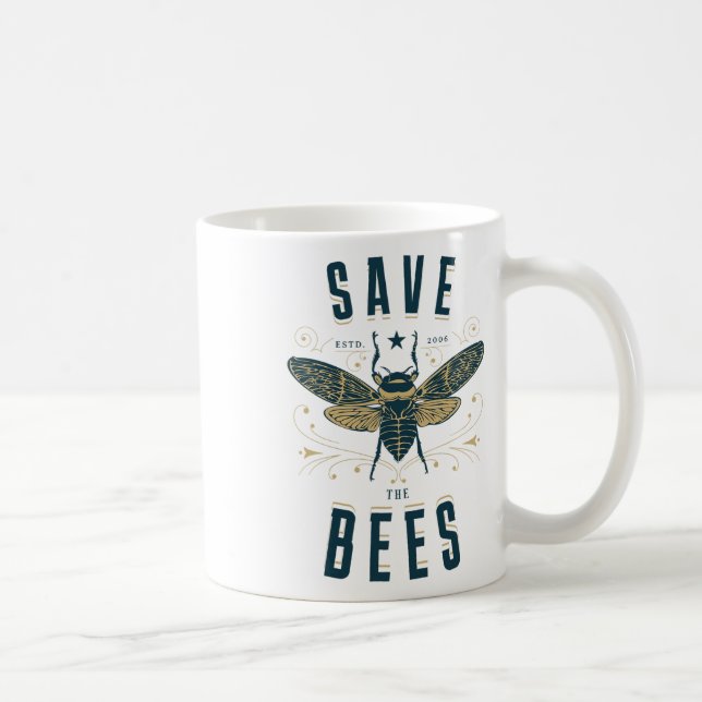Mug Rétro Sauvez Les Abeilles Apiary Chemise Bee Beeke (Droite)