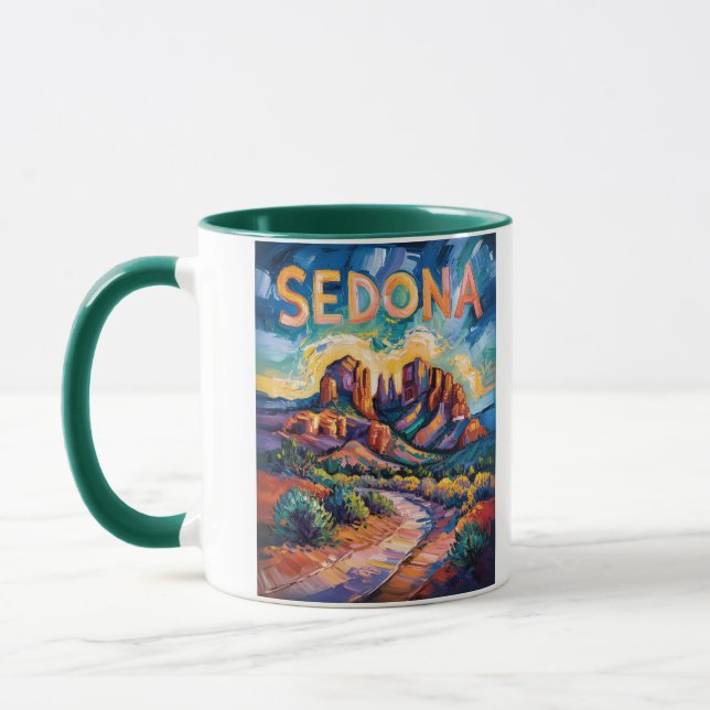 Mug Retro Sedona Arizona Travel Van Gogh Art Landscape (Gauche)