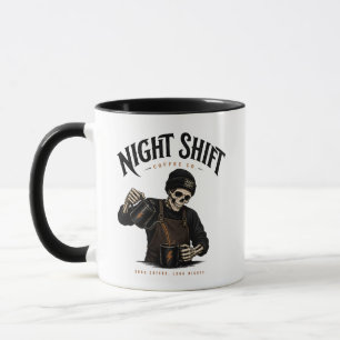 Mug Retro Skeleton Barista Équipe de Nuit Café Co