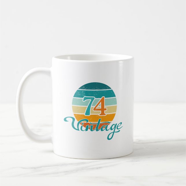 Mug Retro Sunset 74 Vintage en détresse (Gauche)