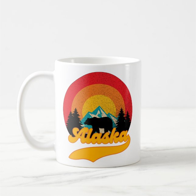 Mug Retro Sunset Alaska Juneau Bear Mountains Wild AK (Gauche)
