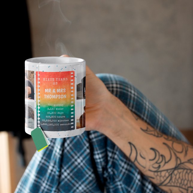 Mug Retro Sunset Photo Mr and Mrs 60th Anniversary (Créateur téléchargé)