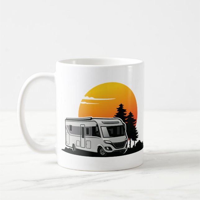 Mug Retro Sunset RV Motorhome Propriétaire Cadeau, voi (Gauche)