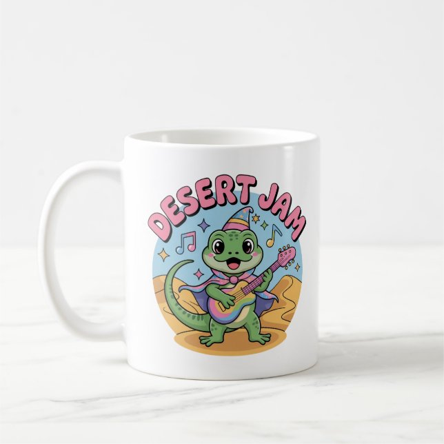 Mug Rétro Synthwave 80s Lézard Keytar (Gauche)