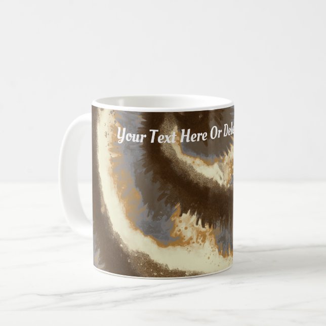 Mug Retro Tie Dye Peace Love Brown Cream Marble Swirl (Devant gauche)