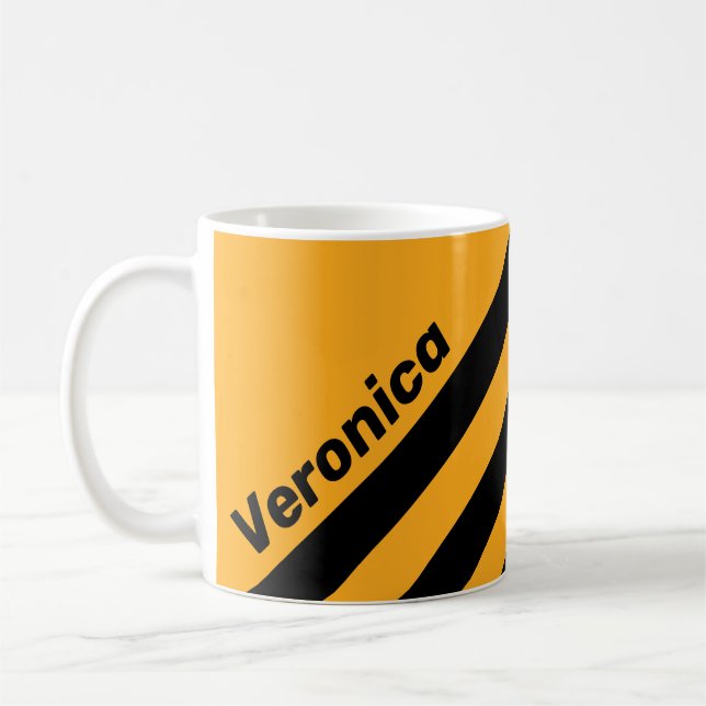 Mug Rétro Tournesol Buzz Trois Bandes avec Nom (Gauche)