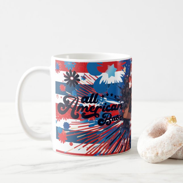 Mug Rétro Toutes Les Bébés Américaines 4 juillet Fille (Avec donut)