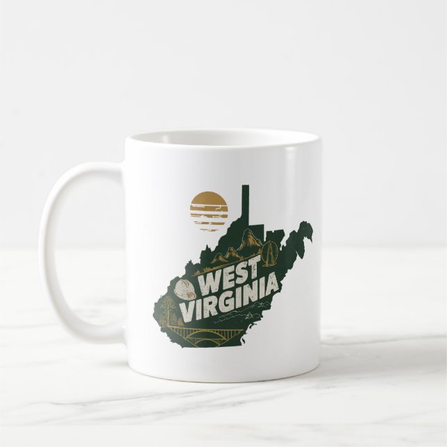 Mug Retro Travel Iconic West Virginia Graphic (Gauche)