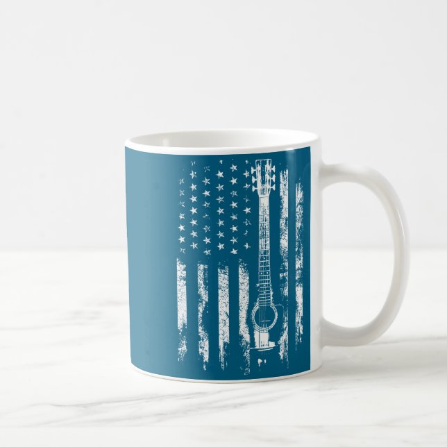Mug Retro Us Flag Acoustic Guitar Distressed Patriotic (Droite)