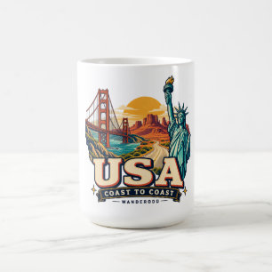 Mug Rétro USA Côte à Côte WanderOdd