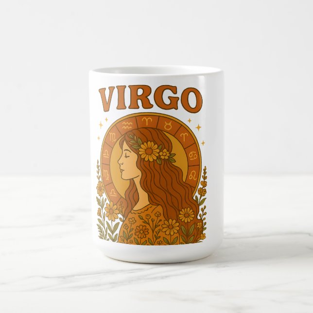 Mug Rétro Vierge Zodiaque Boho Floral Astrologie  (Centre)