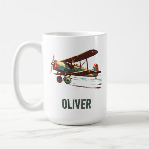 Mug Rétro Vintage Biplan Personnalisé