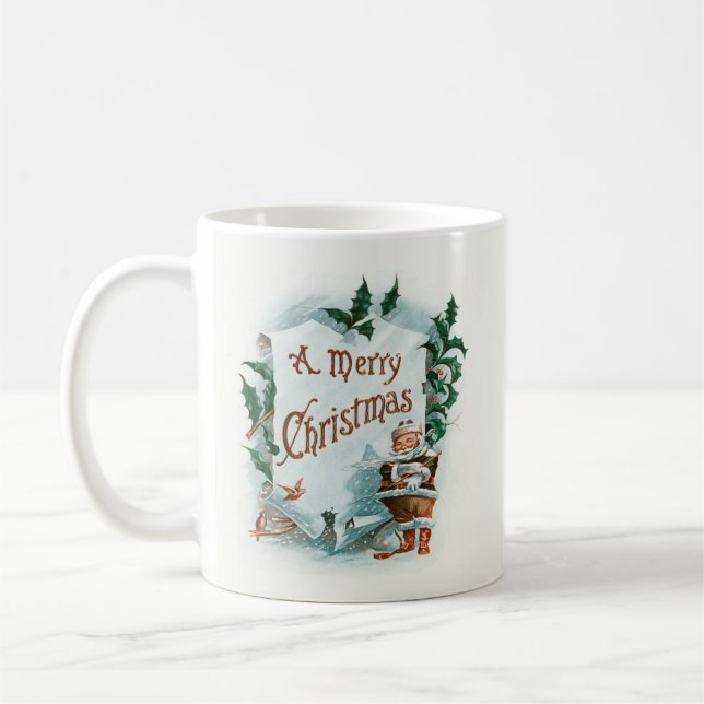 Mug Retro Vintage Noël Cool Père Noël Salutation (Gauche)