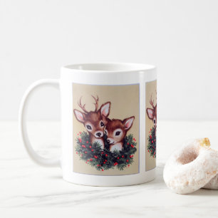 Mug rétro vintage Noël renne vacances
