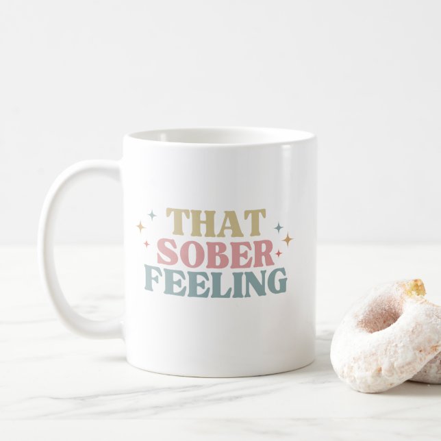 Mug Retro vintage Que Sober Sentiment, Nom personnalis (Avec donut)