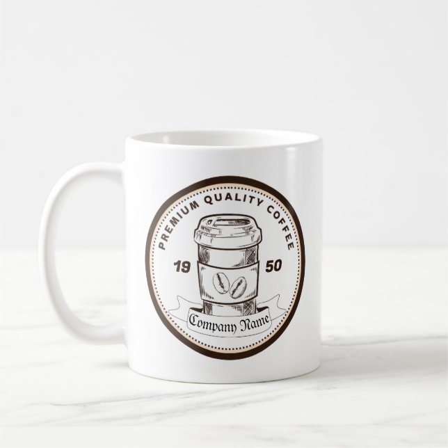 Mug Retro vintage style classique café café logo (Gauche)
