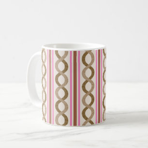 Mug Rétro Waves brun et rose passementerie