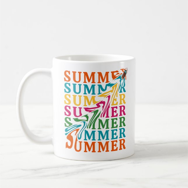 Mug Retro Wavy "SUMMER" Art Design (Gauche)