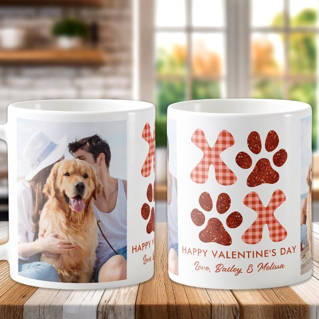 Mug Retro XOXO Cute Pet Chien Chien Chien Photo Valent (Créateur téléchargé)