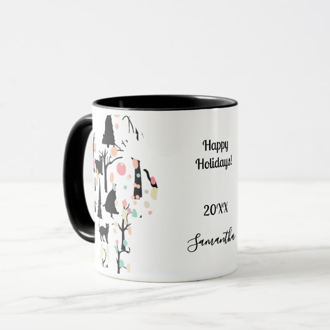 Mug RetroMinimaliste Personnalisé BlackCats & Branches (Devant gauche)