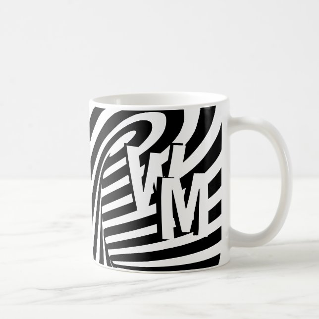 Mug RetroRetro noir blanc Abstrait Zèbre modèle Init (Droite)