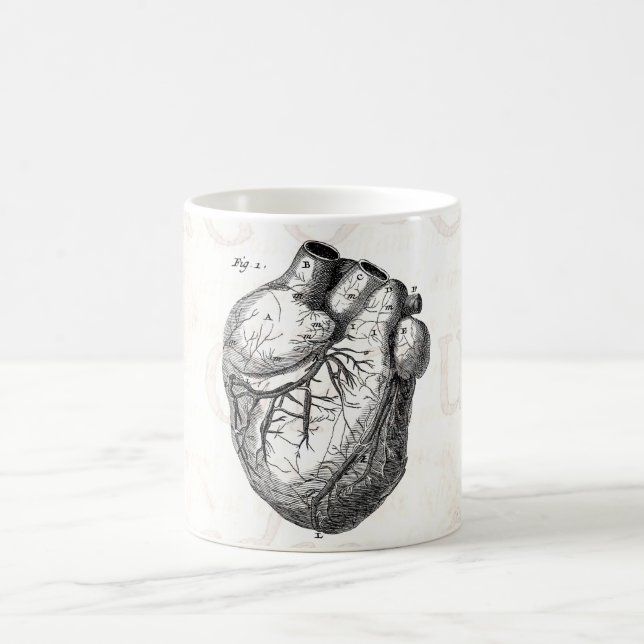 Mug Rétros coeurs cardiaques d'anatomie de coeur (Centre)