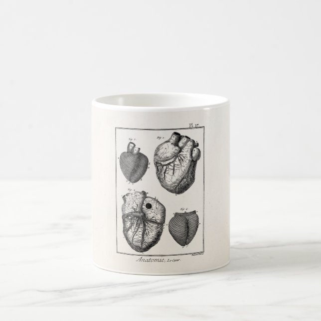 Mug Rétros coeurs cardiaques d'anatomie de coeur (Centre)
