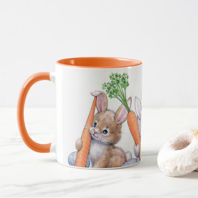 Mug Rétros vacances vintages de lapins de Pâques (Avec donut)