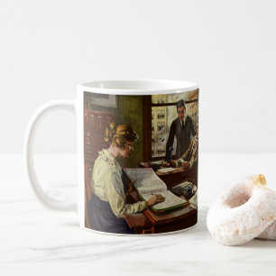 Mug Réunion d'affaires vintage, bureau avec des cadres