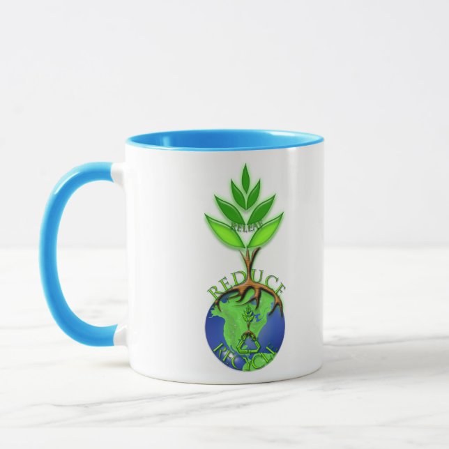 Mug Réutiliser Réduire Recycler Arbre Terre Globe (Gauche)